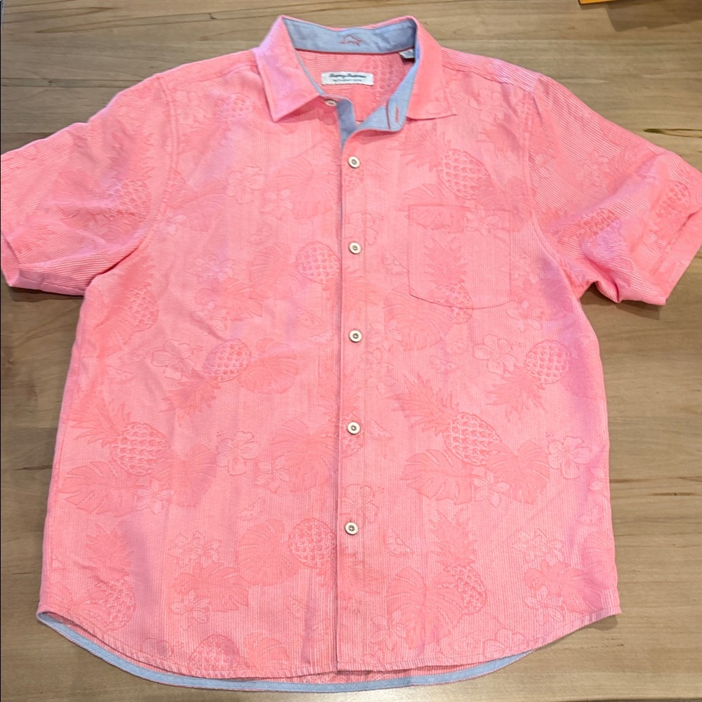 Tommy Bahama Coral Pink Short-Sleeve Button-Down Camp Shirt